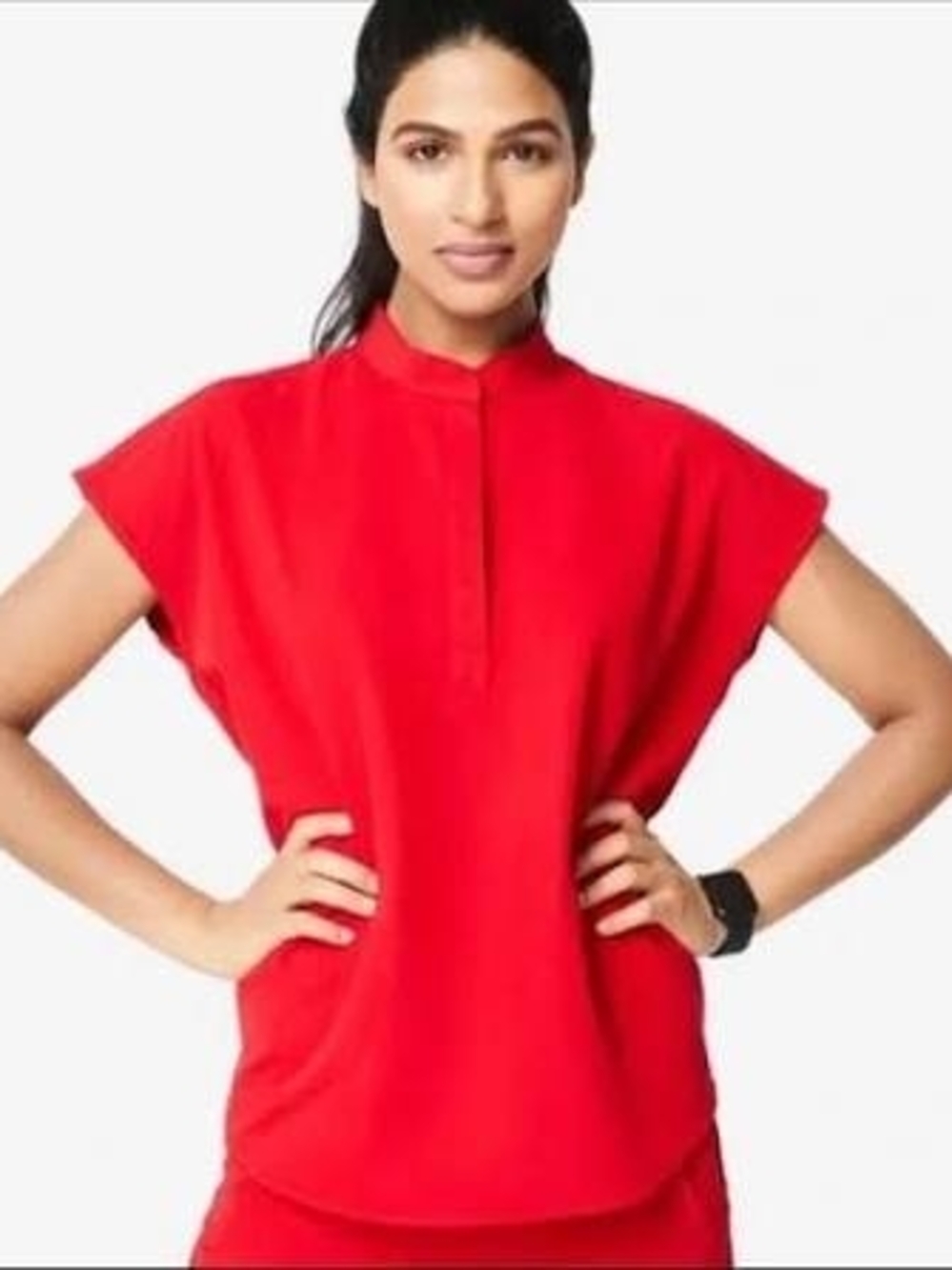 Figs Pop Red Rafaela Oversized Scrub Top